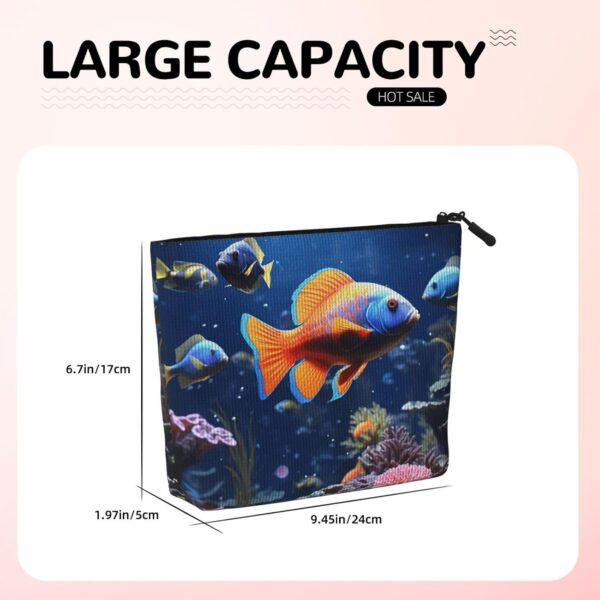 Linen Makeup Bag For Women, Waterproof Travel Cosmetic Organizer Lightweight Zipper Travel Toiletry Bag Organizer Fishs Makeup Brushes Storage Bag