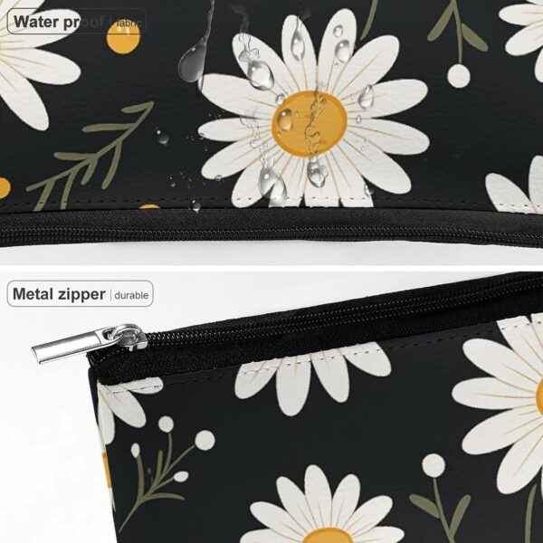 Makeup Bag for Women Cosmetic Bags Daisy Flower Pattern Travel Toiletry Bag Cute Zipper Make Up Bags Large Capacity Makeup Case Organizer Portable Makeup Pouch for Travelling Gift