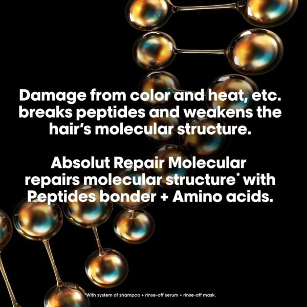 L'Oréal Professionnel Paris Absolut Repair Molecular Leave In Mask - Smooths and Strengthens Hair For All Damaged Hair Types, Protects from Heat