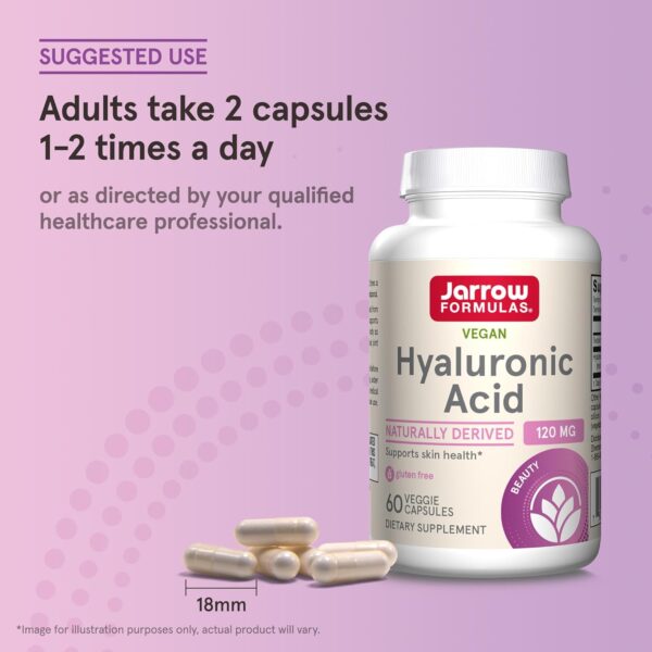 Jarrow Formulas Hyaluronic Acid 120 mg, Dietary Supplement, Skin Health Support, 60 Veggie Capsules, Up to 30 Day Supply