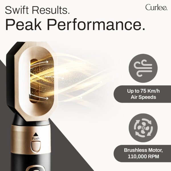 Hair Dryer Brush 1200 Watts 6 in 1 Hair Accessories Blow Dryer Automatic Curling Iron with Storage Box in Black for Curl Enhancing Hair Smoothing Volumizing Styling - by Curlee