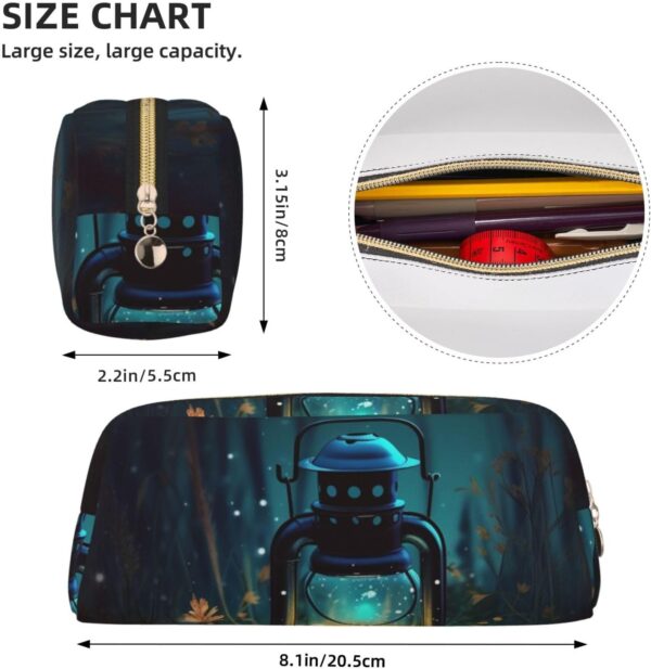 Fireflies And Lantern Leather Pencil Case Large Capacity Pen Pouch,Zipper Makeup Bag For Women Men Travel Toiletry Bags Waterproof Cosmetic Bag Wide-Open Coin Pouch Purse