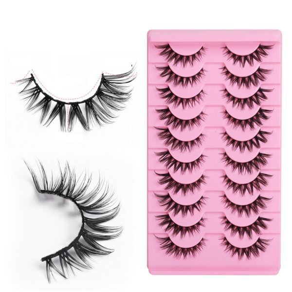Russian Strip False Eyelashes Thick Volume 12mm Wispy Faux Mink Lashes 8D Volume Long Cat Eye Lashes Dramatic (Cat Eye L17)