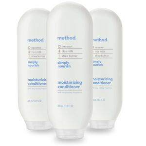 Method Moisturizing Conditioner, Simply Nourish with Shea Butter, Coconut, and Rice Milk Scent Notes, Paraben and Sulfate Free, 13.5 oz (Pack of 3)