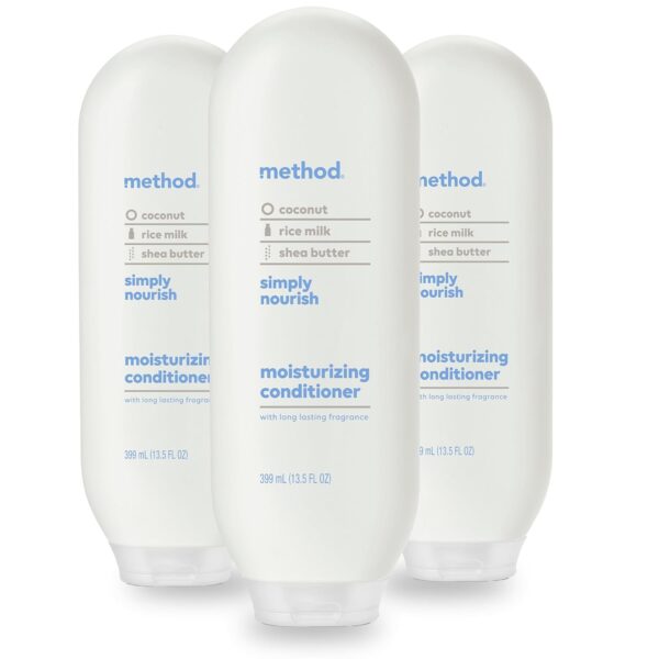 Method Moisturizing Conditioner, Simply Nourish with Shea Butter, Coconut, and Rice Milk Scent Notes, Paraben and Sulfate Free, 13.5 oz (Pack of 3)