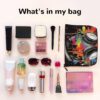 Linen Makeup Bag For Women, Waterproof Travel Cosmetic Organizer Lightweight Zipper Travel Toiletry Bag Organizer Music Style Makeup Brushes Storage Bag