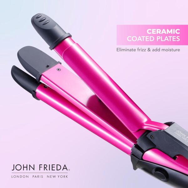 John Frieda 3-in-1 Hair Styling Tool, Ceramic Tourmaline Hair Waver, 14 Temp Settings up to 410F, Straighten, Wave, Curl, Frizz-Free, Fast Heat-Up, Auto Shut-Off, for All