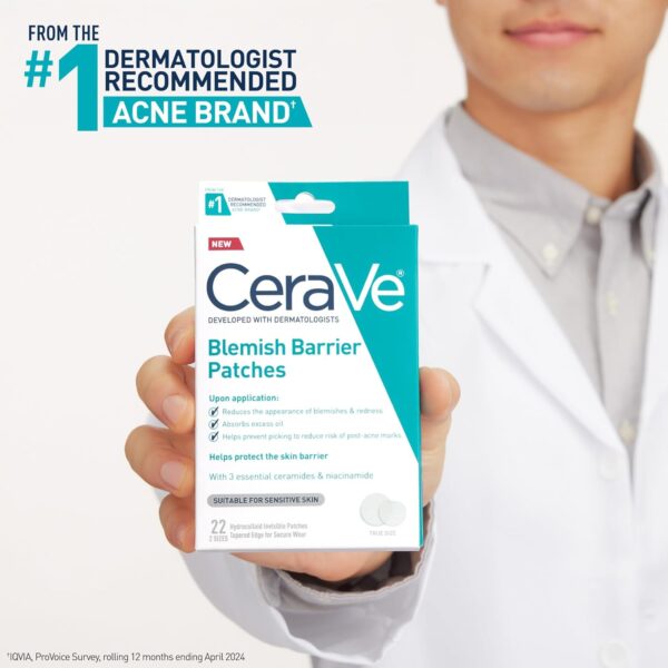 CeraVe Hydrocolloid Blemish Patches, Oil Absorbing Spot Control with Ceramides and Niacinamide, Allergy-Tested & Suitable For Sensitive Skin, Ultra-Thin & Blends Into All Skin Tones, 22ct