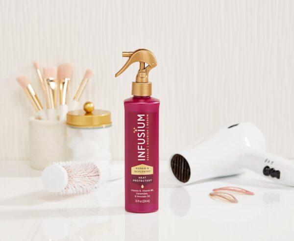 Infusium Repair and Replenish Heat Protector - Nourishing Heat Protection Spray for Hair with Vitamin E and Avocado Oil - Moisture Lock - 7.6 oz (Pack of 2)