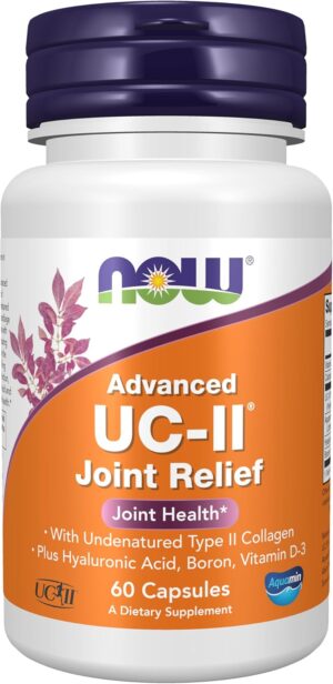 NOW Foods Supplements, UC-II Advanced Joint Relief with Undenatured Type II Collagen, plus Hyaluronic Acid, Boron, Vitamin D-3, 60 Veg Capsules