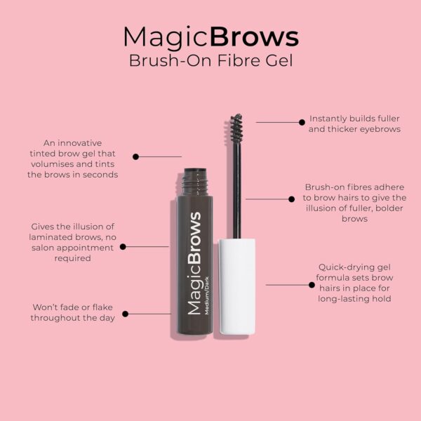 MCoBeauty Magic Brows Tinted Brow Gel in Medium/Dark, Volumizing, Water-Resistant, Quick-Drying, Buildable Formula for Natural to Bold Brows, Vegan, Cruelty Free