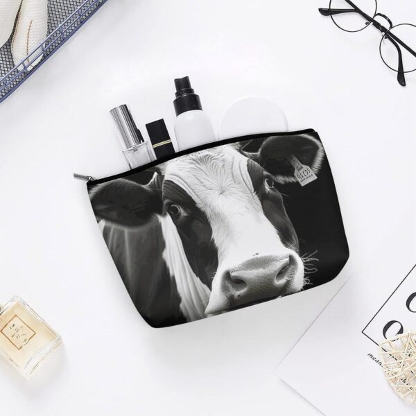 Makeup Bag for Women Cosmetic Bags Animal Funny Cow Head Black White Travel Toiletry Bag Cute Zipper Make Up Bags Large Capacity Makeup Case Organizer Portable Makeup Pouch for Travelling Gift