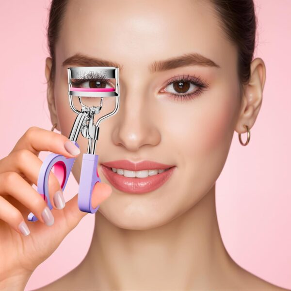 Eye Lash Curler with 6 Replacement Pads, Whalrace Eyelash Curlers Superior Curling Effect, Beautiful and Easy to Identify-Silver Purple Red