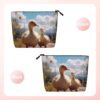 Linen Makeup Bag For Women, Waterproof Travel Cosmetic Organizer Lightweight Zipper Travel Toiletry Bag Organizer Cute Goose Makeup Brushes Storage Bag
