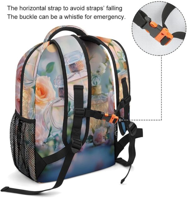 Perfume Rose Floral Laptop Backpack Lightweight Travel Daypack Shoulder Bag for Men Women