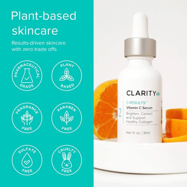 ClarityRx C-Results Vitamin C Brightening Face Serum, Natural Plant-Based Anti-Aging Facial Treatment for Dark Spots & Acne Scars