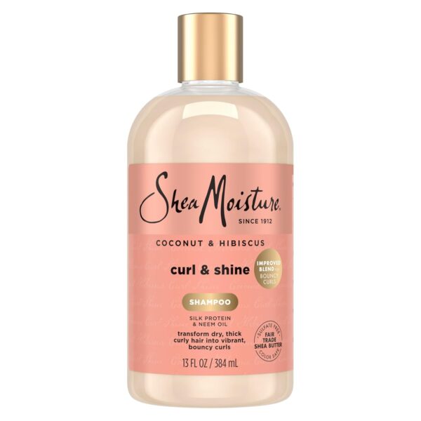 SheaMoisture Shampoo Curl and Shine for Curly Hair Coconut and Hibiscus Paraben Free Shampoo 13 oz