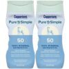 Coppertone Pure and Simple Sunscreen Lotion, SPF 50 Broad Spectrum Sunscreen with Zinc Oxide, 6 Oz, Pack of 2