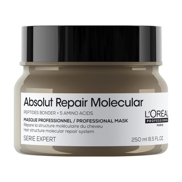 L'Oréal Professionnel Paris Absolut Repair Molecular Hair Mask - Repairs Damage & Restores Strength For Extremely Dry Damaged Hair, Extra Detangling & Hydration, Peptides Bonder