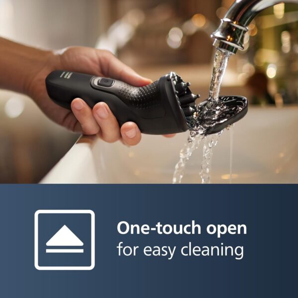 Philips Norelco Shaver 1100 Series, Dry Electric Shaver, 27 Self-Sharpening ComfortCut Blades, 4D Floating Heads, P-Cap, Deep Black, Model S1016/90