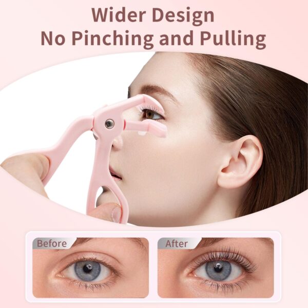 Eyelash Curlers - Plastic Eyelash Curler with Silicone Refill Pads Premium Cute Small Eye Lash Curler for No Pinching or Pulling Lash Curler for Women Girls Eyelash Makeup, Pink