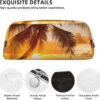 Tropical Beach Palm Tree Sunset Pencil Pouch Large Capacity Pencil Case Leather Cosmetic Bag Office Desk Organizer Coin Pouch Portable Zipper Toiletry Bag for Travel Outdoor
