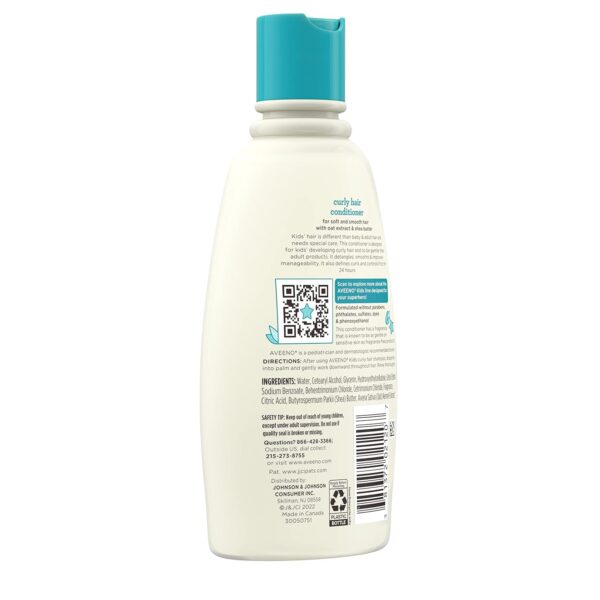 Aveeno Kids Curly Hair Conditioner, Hydrating Conditioner, Kids Curly Hair Products, Oat Extract & Shea Butter, Gentle Scent, 12 fl. oz (Pack of 1)