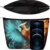 Toiletry Bag for Women Fire And Water Phoenix Cosmetic Bag Portable Capacity Travel Makeup Bags with Zipper Lightweight Cute Beauty Makeup Organizer for Traveling, Accessories, Essentials