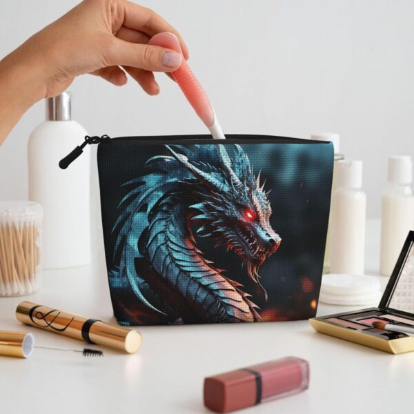 Linen Makeup Bag For Women, Waterproof Travel Cosmetic Organizer Lightweight Zipper Travel Toiletry Bag Organizer Dragon Makeup Brushes Storage Bag