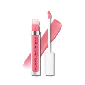 Almay Color & Care Hydrating Lip Gloss, Soft Natural Hues, Prebiotic Complex, Hyaluronic Filling-Sphere Technology, 100 Pink Twilight, 0.1 Fl Oz