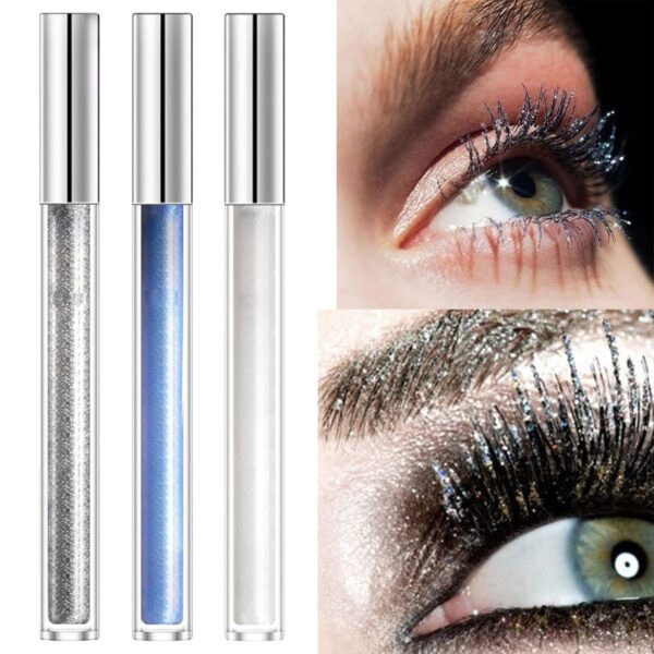 Glitter Sparkling Mascara - Long-Lasting, Thickening & Lengthening, Ideal for Weddings, Great for Asian Lashes(A, One Size)