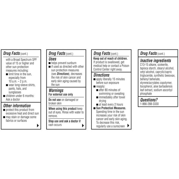 Coppertone Sport Sunscreen Stick SPF 40, Stick Sunscreen for Face and Body, Water Resistant, Travel Size, 1.5 Oz