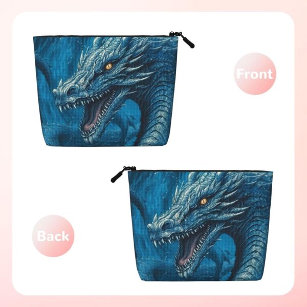 Linen Makeup Bag For Women, Waterproof Travel Cosmetic Organizer Lightweight Zipper Travel Toiletry Bag Organizer Dragon Cool Blue Makeup Brushes Storage Bag