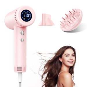 Hair Dryers for Women - 9 Temps Set Ionic Blow Dryer -160,000 RPM High Speed Fast Drying 1 Min, Professional Hairdryer for Smooth, 500 Million Negative Ions, Lightweight 0.8lb for Travel, Auto Clean