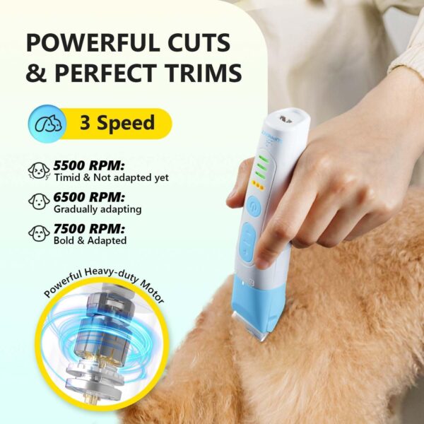 SUPRENT Dog Grooming Kit, 4 in 1 Quiet Pet Clippers for Grooming Supplies, Cordless Cat Paw Trimmer Dog Nail Grinder, Professional Long Hair Shaver Set for Cat Matted Hair and Small Dogs Blue