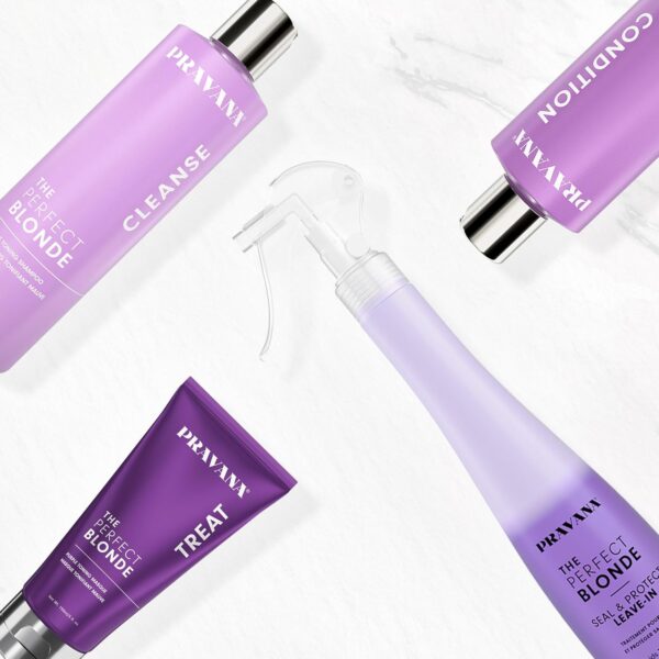 Pravana The Perfect Blonde Seal & Protect Leave-In Conditioner Spray Treatment Detangler | Neutralizes Brassy, Yellow Tones | For Color Treated Hair | Chromasilk Enhances Shine & Protection | Vegan