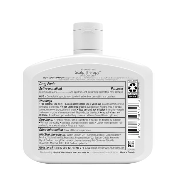 Neutrogena Scalp Therapy Anti-Dandruff Shampoo for Itchy Scalp, 2.5% salicylic acid with Peppermint Fragrance, 12 fl oz