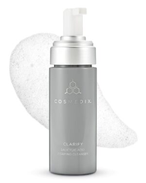COSMEDIX Clarify Salicylic Acid Foaming Face Wash for Women & Men - Exfoliating Facial Cleanser for Sensitive & Blemish-Prone Skin - Gentle Facewash with Aloe Vera for Glowing Skin, Gluten Free