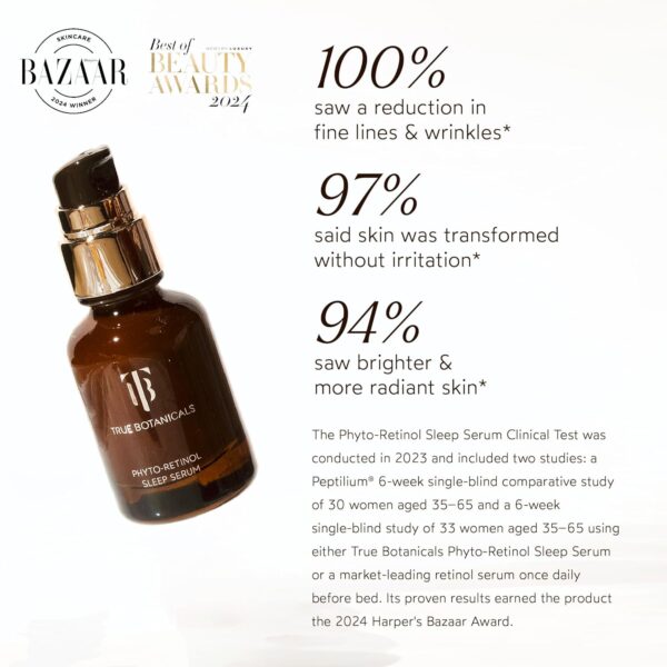 True Botanicals Phyto Retinol Sleep Serum | Nightly Anti-Aging Serum | Retinol Alternative | Targets & Reduces Fine Lines & Wrinkles | Dermatologist Tested, All Natural, Vegan | 1 fl oz | 30 ml