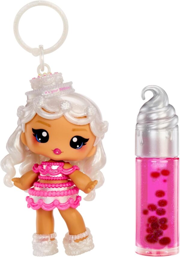 Yummiland Lip Gloss Doll: Sour Sweeties - Misty Cakes Includes DIY Lip Gloss + Removable Keychain, Cosmetic Play, Collectible, Ages 4+