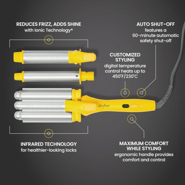 Drybar The Mixologist Interchangeable Styling Iron | One Tool with Three Different Hair Styles of Waves and Curls, Reduces Frizz, Adds Shine, Maintains Healthy Locks for all Hair Types