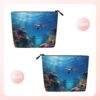 Linen Makeup Bag For Women, Waterproof Travel Cosmetic Organizer Lightweight Zipper Travel Toiletry Bag Organizer Colorful Ocean Theme Makeup Brushes Storage Bag