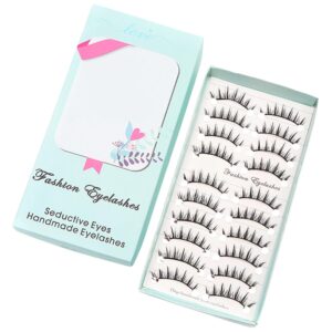 TiaoBug 10 Pairs Natural Looking False Eyelashes for Women Girls Curly Lashes Set Soft Lightweight Daily Party Wear Type 1 One Size