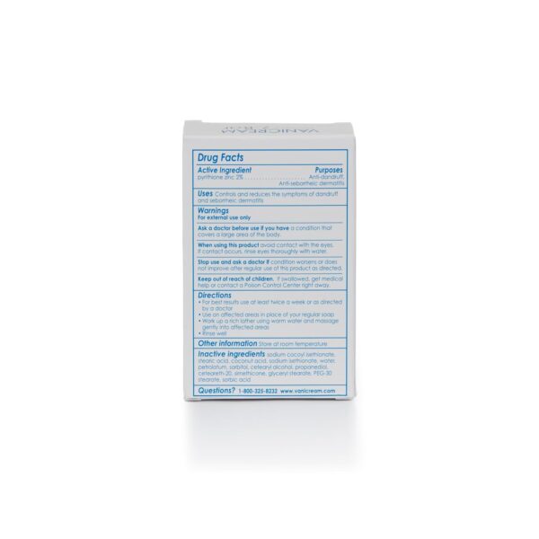 Vanicream Z-Bar, Seborrheic Dermatitis & Anti-dandruff Medicated Cleansing Bar, 2% Pyrithione Zinc Z-Bar Helps Relieve Itching, Redness and Flaking, 3.5 OZ