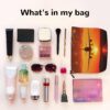 Linen Makeup Bag For Women, Waterproof Travel Cosmetic Organizer Lightweight Zipper Travel Toiletry Bag Organizer Airplane Sunset Makeup Brushes Storage Bag