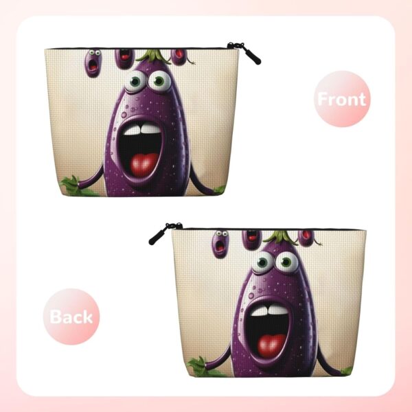 Linen Makeup Bag For Women, Waterproof Travel Cosmetic Organizer Lightweight Zipper Travel Toiletry Bag Organizer Cartoon Eggplant Makeup Brushes Storage Bag