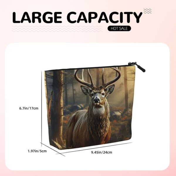 Linen Makeup Bag For Women, Waterproof Travel Cosmetic Organizer Lightweight Zipper Travel Toiletry Bag Organizer Deer Hunting Season Makeup Brushes Storage Bag
