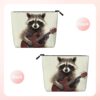 Linen Makeup Bag For Women, Waterproof Travel Cosmetic Organizer Lightweight Zipper Travel Toiletry Bag Organizer Funny Raccoon Makeup Brushes Storage Bag