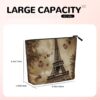 Linen Makeup Bag For Women, Waterproof Travel Cosmetic Organizer Lightweight Zipper Travel Toiletry Bag Organizer Paris Eiffel Tower Makeup Brushes Storage Bag