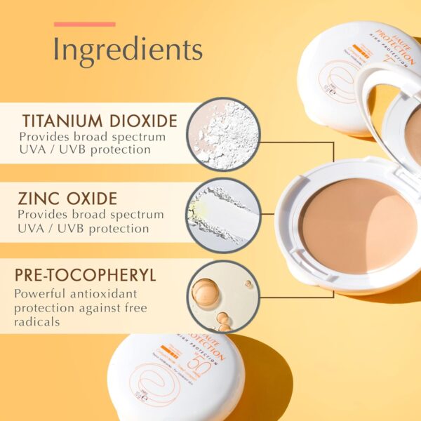 Avène High Protection Tinted Compact, Mineral Sunscreen, Tinted Sunscreen, Broad Spectrum SPF 50+, UVA/UVB Blue Light Protection, 100% Mineral, Water Resistant, Non-Greasy, Fragrance-Free